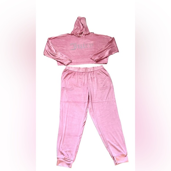 Juicy Couture Pink Velour Jogger Sleep Set Size Large NEW! - Picture 2 of 4